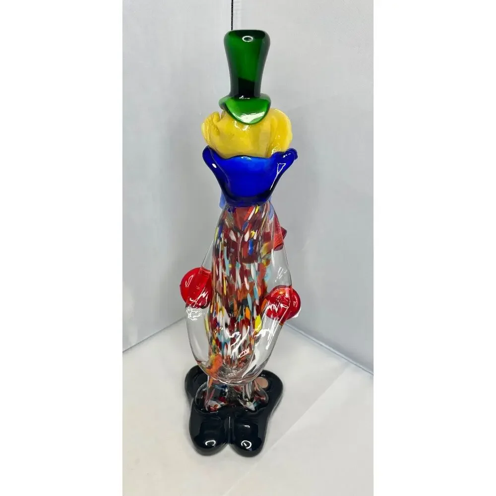Venetian Murano Hand Blown Art Glass Circus Clown Figurine Sculpture, Italy